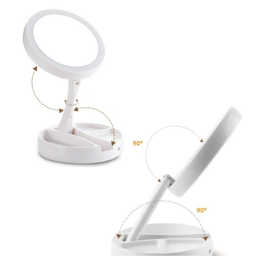 Espejo de Mesa con Luz LED Portátil Aumento hasta 10X