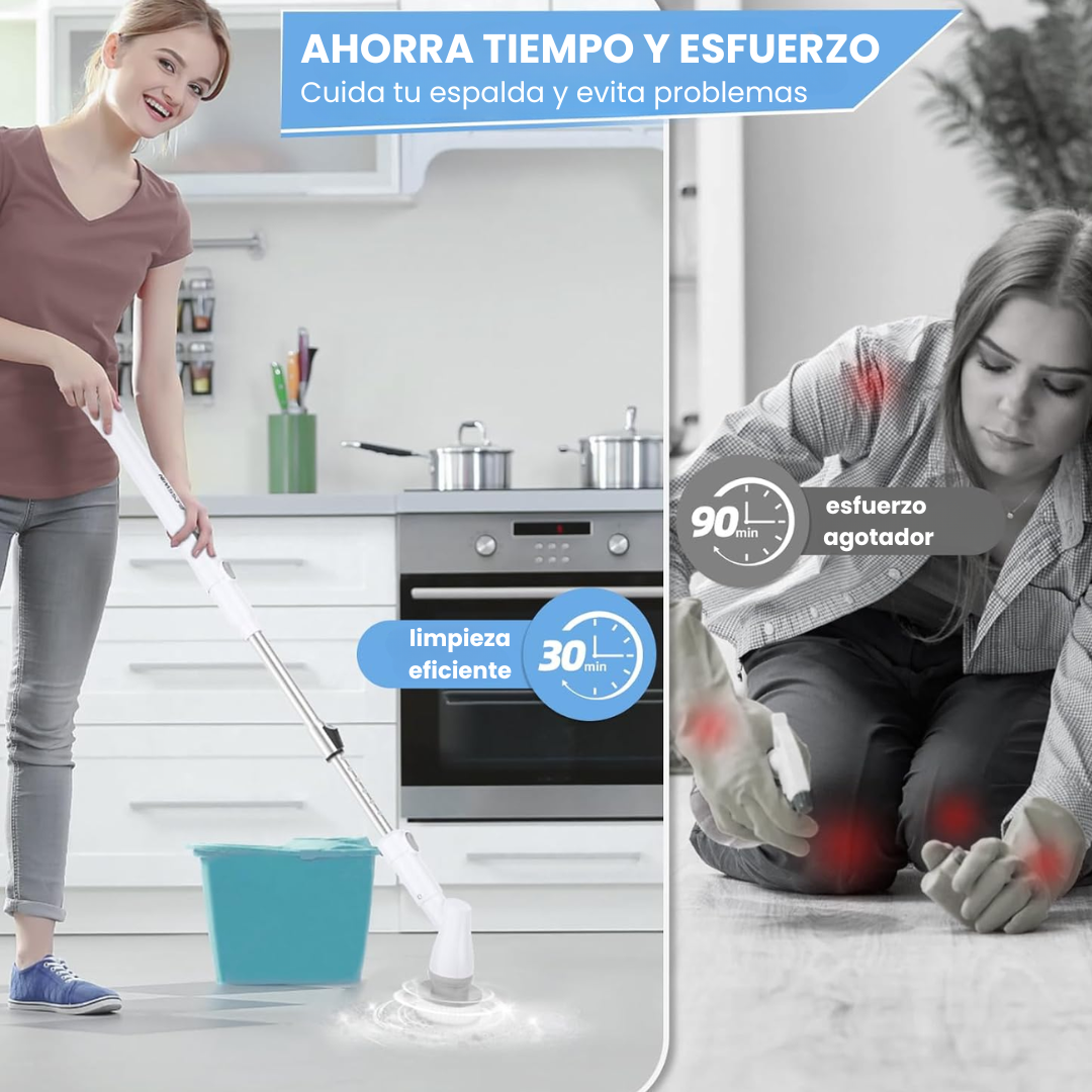 Cepillo de limpieza eléctrico giratorio con 9 cabezales para baño, cocina y coche