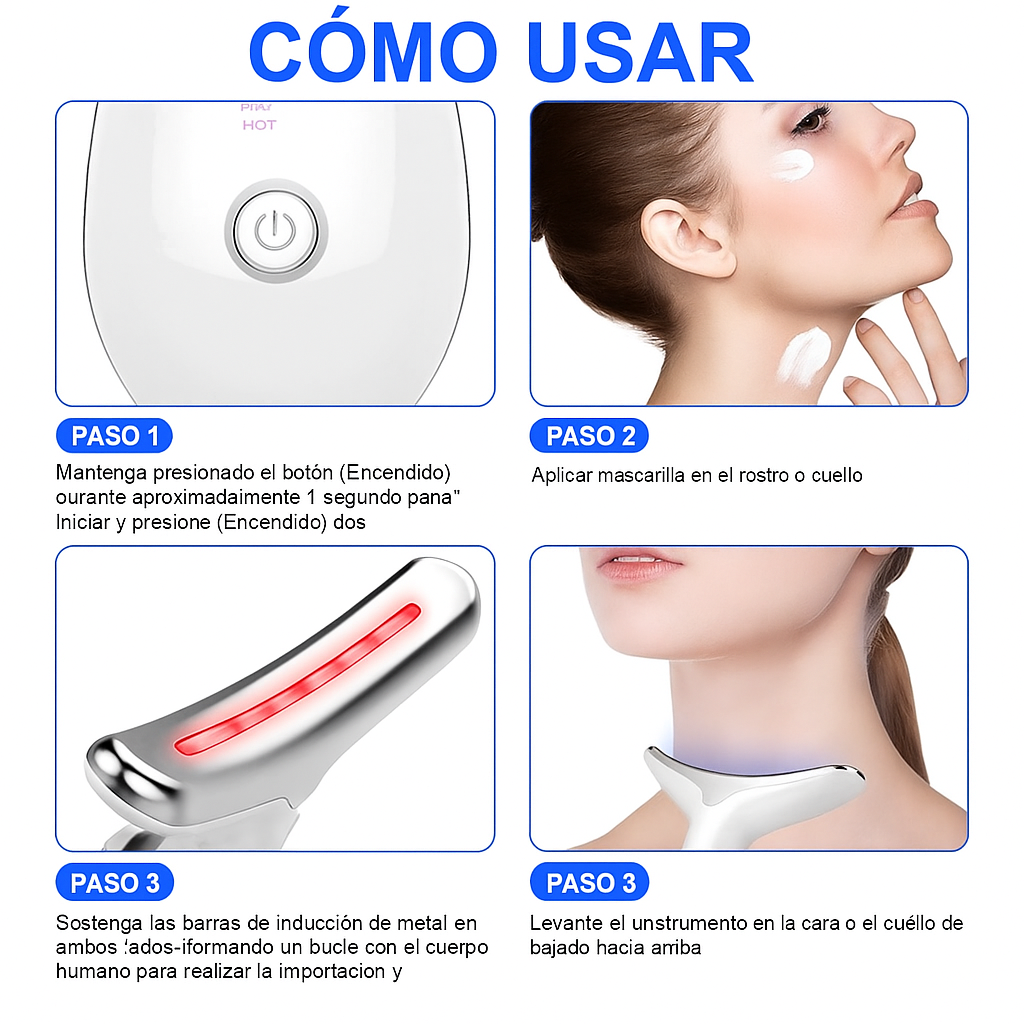 Masajeador Modelador con Fototerapia Antiarrugas con 7 Luces