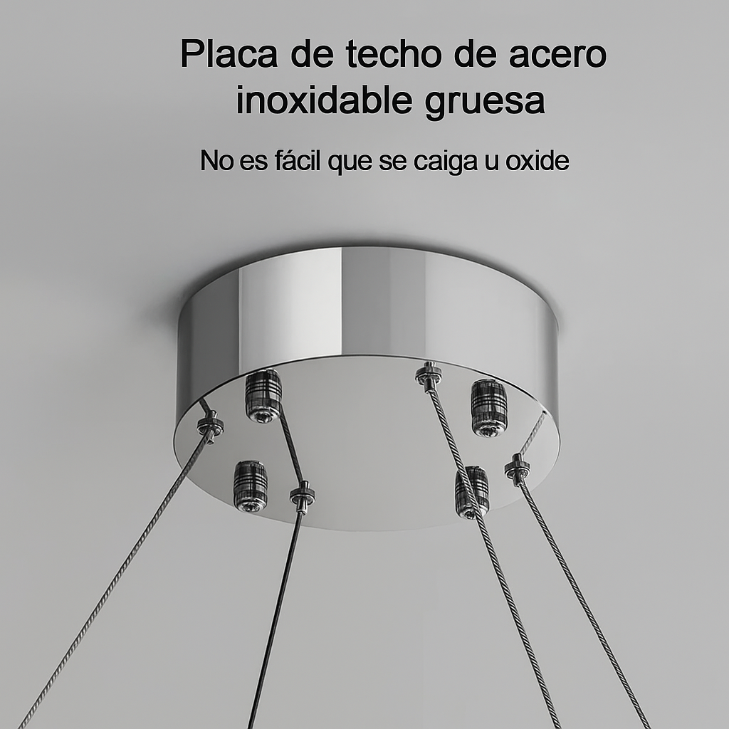 Lustre de Cristal con Colgante en Anillo y Luz LED de Espectro Completo con Protección Ocular