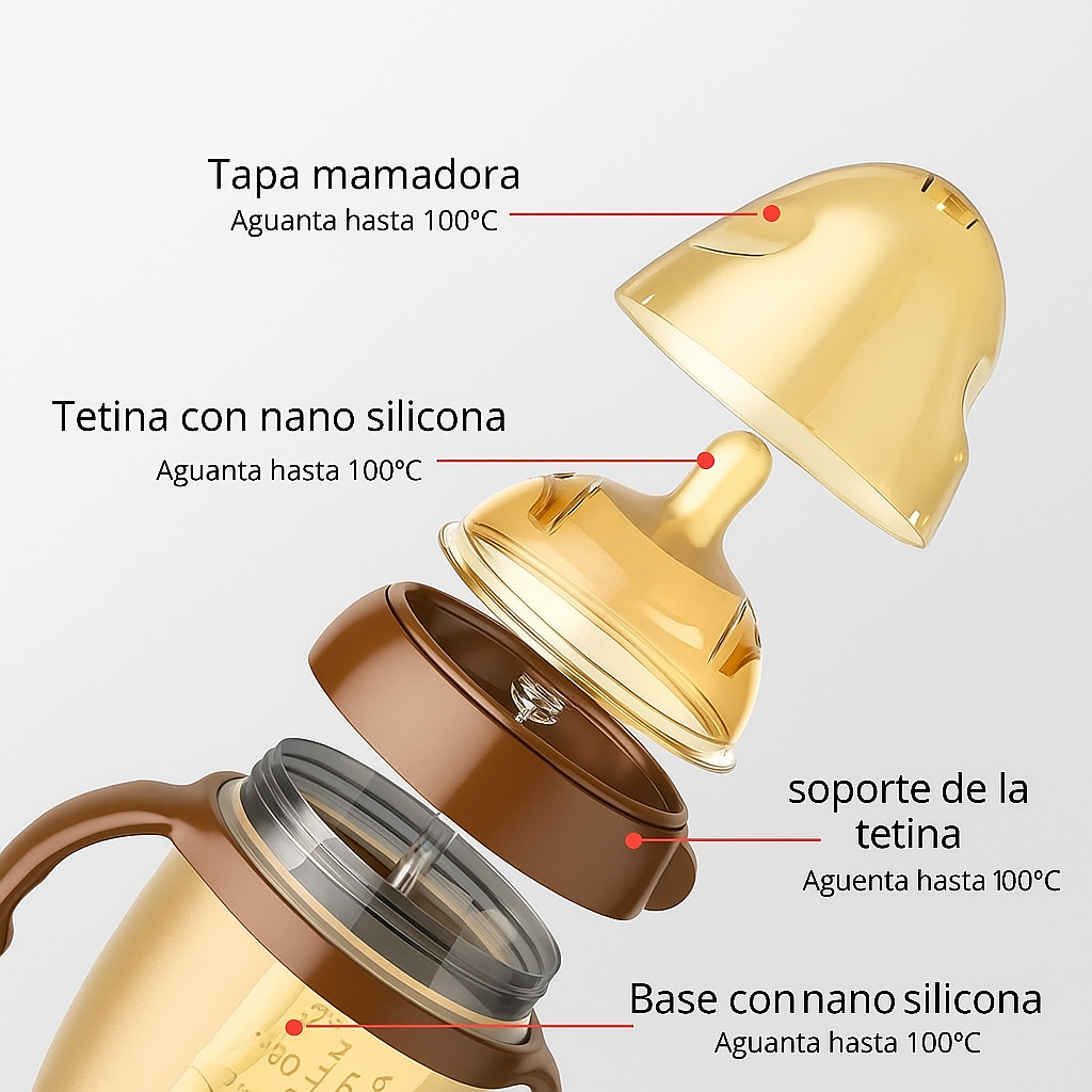 Biberón de silicona antiasfixia y anticólicos