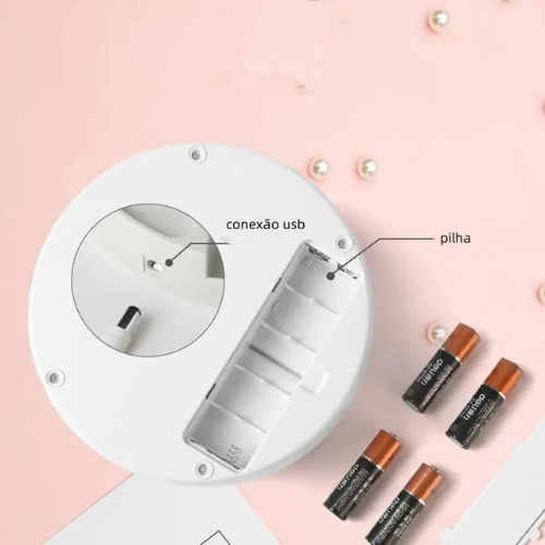 Espejo de Mesa con Luz LED Portátil Aumento hasta 10X